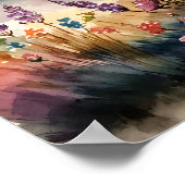 Berglandschaft mit Wildblumen Wasserfarbe Poster (Ecke)