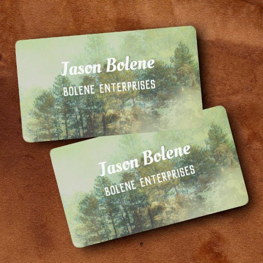 Berglandschaft Natur Foto Art Pinienwald Nebel Visitenkarte