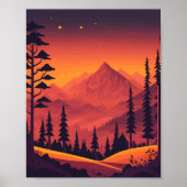 Berglandschaft Night Scene Wall Poster (Vorne)