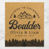 Berglandschaft Pine Rustic Woodsy Wedding Weinetikett (Einzelnes Label)