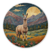 Berglandschaft Retro boho llama Keramikknauf (Vorderseite)