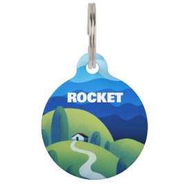 Berglandschaft Runder Pet Tag Haustiermarke