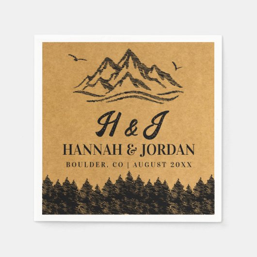 Berglandschaft Rustikale Outdoor Woodsy Wedding Serviette (Vorderseite)