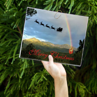 Berglandschaft Santa Weihnachten Regenbogen Gesche Karte