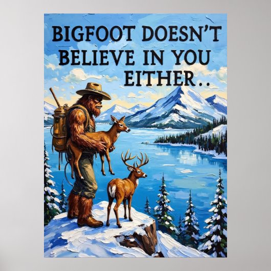 Berglandschaft: Sasquatch und die Fauna Poster (Vorne)