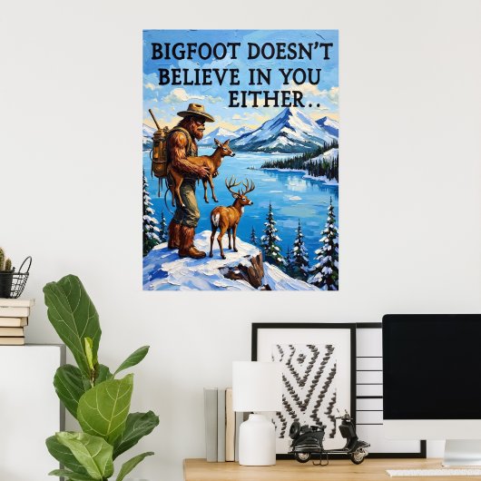 Berglandschaft: Sasquatch und die Fauna Poster (Heimbüro)
