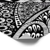 Berglandschaft Schwarz-weiße abstrakte Doodle-Kuns Poster (Ecke)