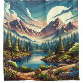Berglandschaft Serenity Duschvorhang (Vorderseite)