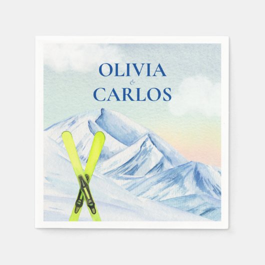 Berglandschaft Skigebiet Hochzeit Serviette (Vorderseite)
