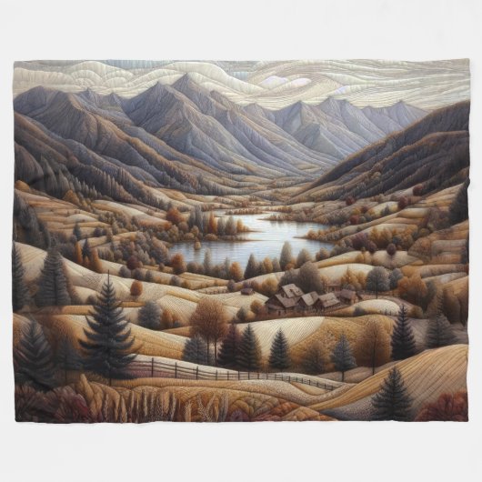 Berglandschaft-Szene Blau Fleecedecke (Vorderseite (Horizontal))