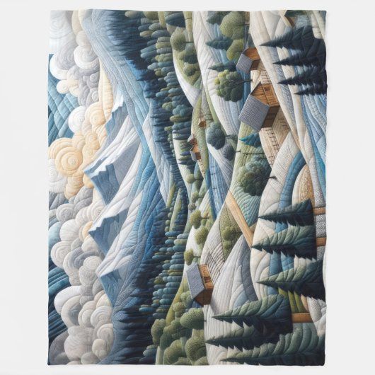Berglandschaft-Szene Blau Fleecedecke (Vorderseite)