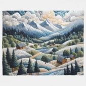 Berglandschaft-Szene Blau Fleecedecke (Vorderseite (Horizontal))