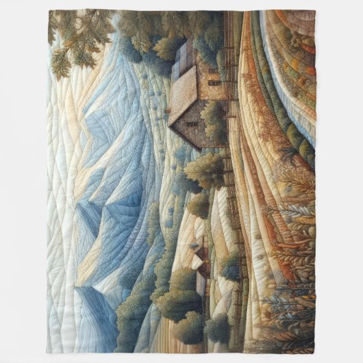 Berglandschaft-Szene Blau Fleecedecke (Vorderseite)