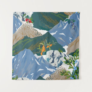 Berglandschaft und wilde Beere. Seamless-Vintag Wandteppich