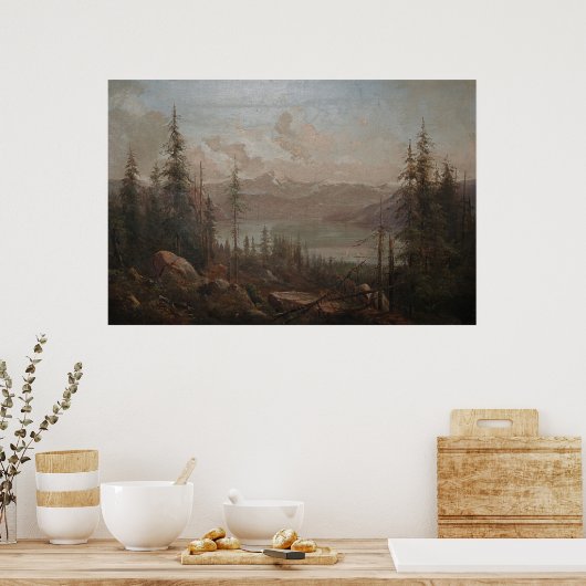 Berglandschaft Vintage Malerei Poster (Küche)