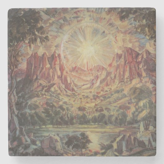 Berglandschaft (von Konstantin Bogaevsky) Steinuntersetzer (Vorderseite)