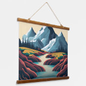 Berglandschaft Wandteppich Mit Holzrahmen (Gewinkelt)