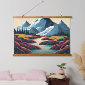Berglandschaft Wandteppich Mit Holzrahmen (Schlafzimmer)