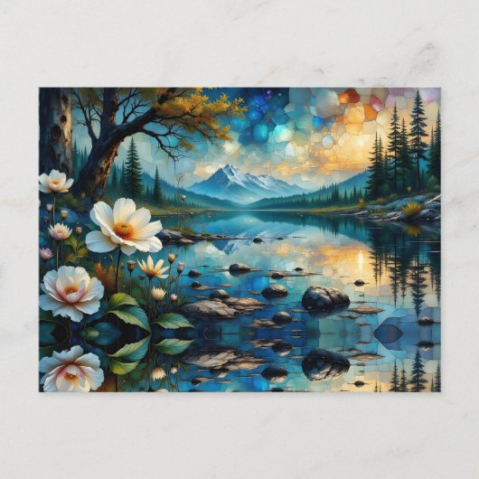 Berglandschaft Wasser Reflektion Postkarte (Vorderseite)