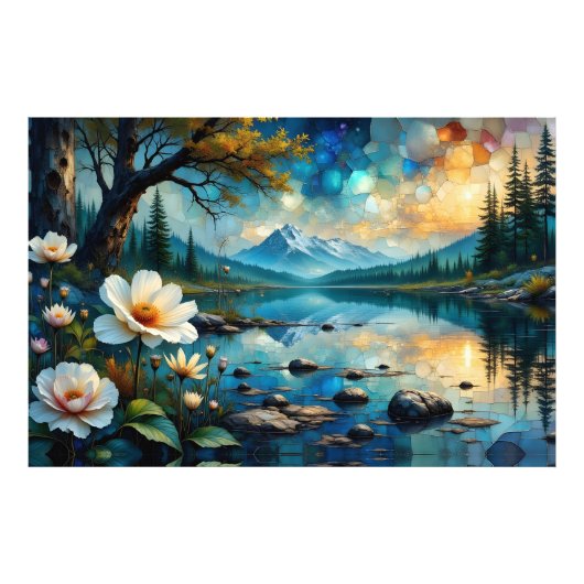 Berglandschaft Wasserreflexion Fotodruck (Vorne)