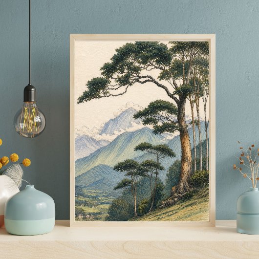 Berglandschaftskunst | Waldbaumdruck Poster