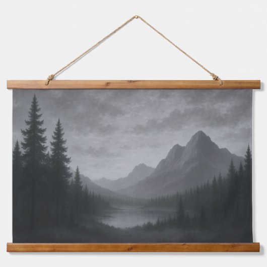 Berglandschaftsteppich Wandteppich Mit Holzrahmen (Vorne)
