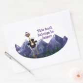 Berglauf aus Strauß-Buchzeichen Ovaler Aufkleber (Umschlag)