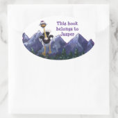 Berglauf aus Strauß-Buchzeichen Ovaler Aufkleber (Tasche)