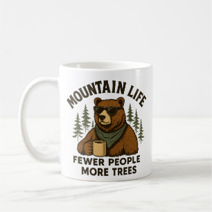 Bergleben, Weniger Menschen Mehr Bäume Kaffee Bär Kaffeetasse