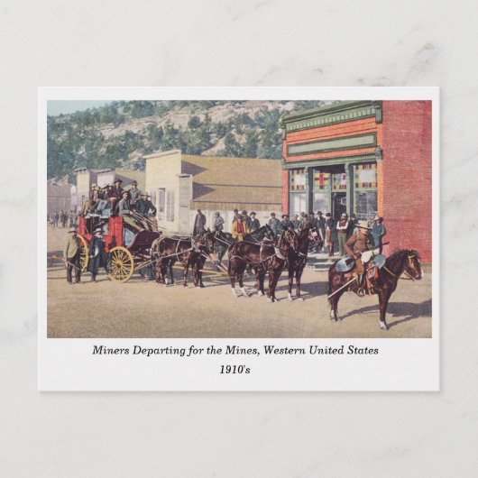 Bergleute auf Gezeichnet Wagen, Alt West, 1910er Postkarte (Vorderseite)