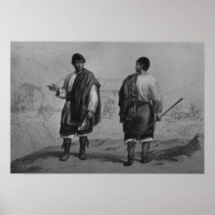 Bergleute des Chilen, eingraviert von F. Lehnert Poster