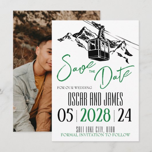 Bergliebe Grün Save The Date (Vorne/Hinten)