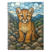 Berglöwe, Buntglas, digitale Kunst Notizblock (Vorderseite)