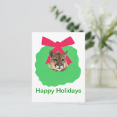 Berglöwe-Feiertags-WeihnachtsKranz Feiertagspostkarte (Stehend Vorderseite)