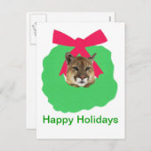 Berglöwe-Feiertags-WeihnachtsKranz Feiertagspostkarte (Vorne/Hinten)