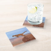 Berglöwe Glasuntersetzer (Schrägansicht)