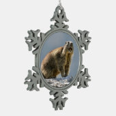 Bergmarmot Schneeflocken Zinn-Ornament (Links)