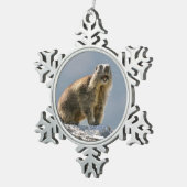 Bergmarmot Schneeflocken Zinn-Ornament (Rechts)