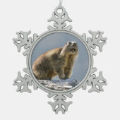 Bergmarmot Schneeflocken Zinn-Ornament (Vorderseite)