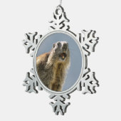 Bergmarmot Schneeflocken Zinn-Ornament (Rechts)
