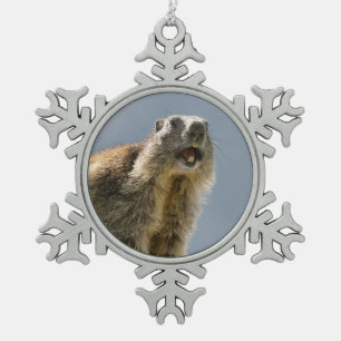 Bergmarmot Schneeflocken Zinn-Ornament