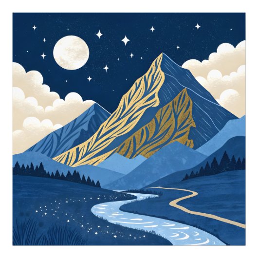 Bergmondlicht Fotodruck (Vorne)