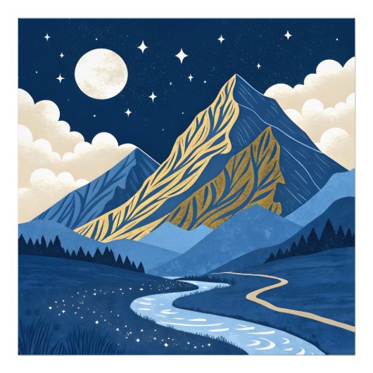 Bergmondlicht Fotodruck (Vorne)