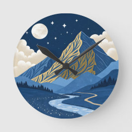 Bergmondlicht Runde Wanduhr