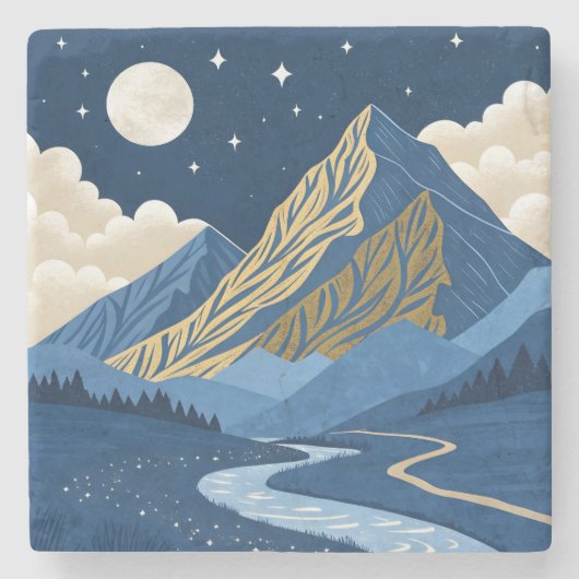 Bergmondlicht Steinuntersetzer (Vorderseite)