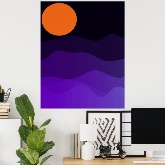 Bergmoon Landschaft Poster (Heimbüro)