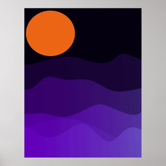 Bergmoon Landschaft Poster (Vorne)