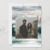 Bergnebel Pinienwald Save the Date Foto Einladung (Vorderseite)