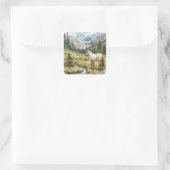 Bergpferd Quadratischer Aufkleber (Tasche)