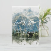 Bergregionen Hochzeit speichern Sie die Dattelkart Dankeskarte (Stehend Vorderseite)